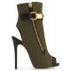 ROXIE Army green canvas open-toe boot